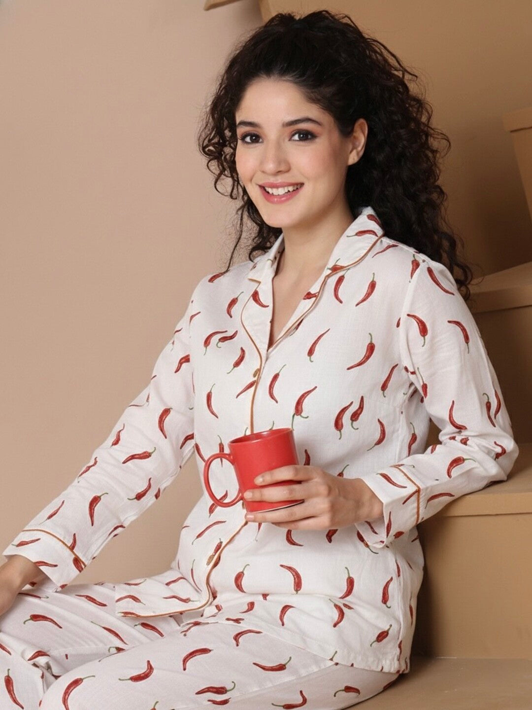 Mirchi Collar Night Suit