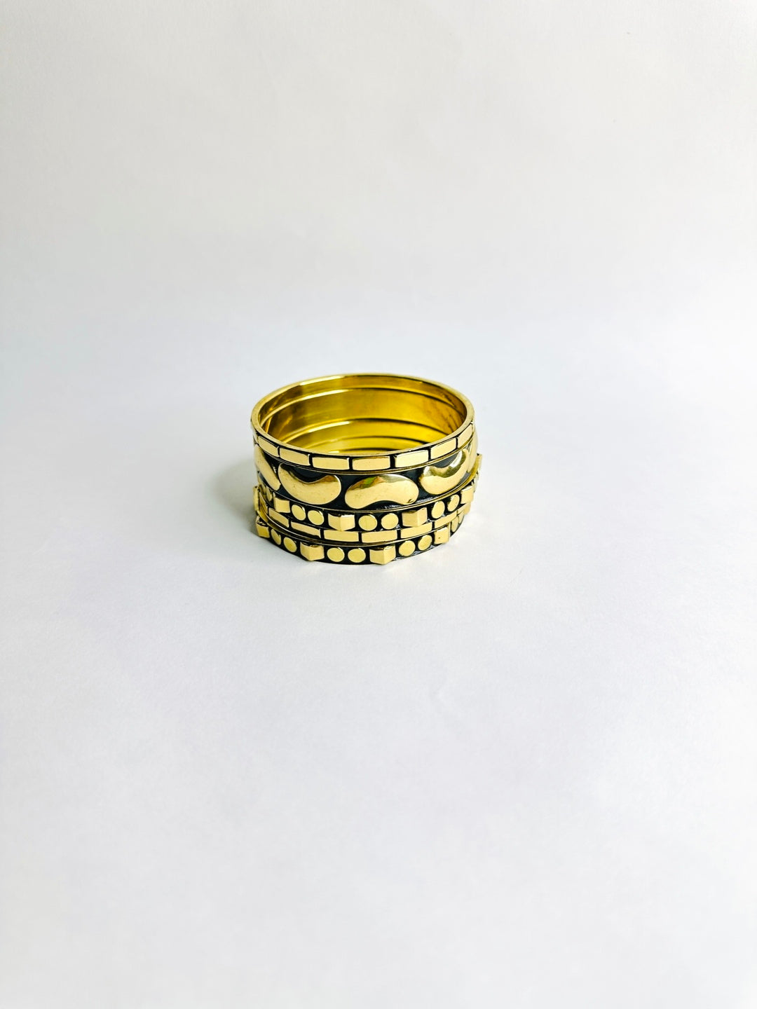 Hungama Wooden &  Brass Bangles-Set of 7