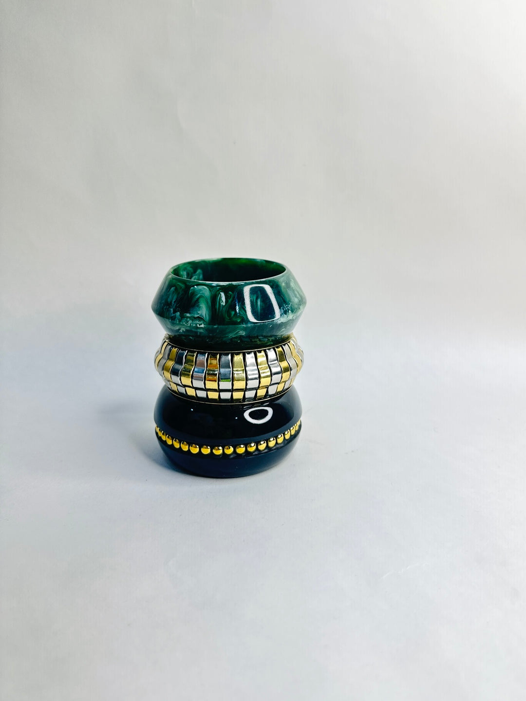 Disco Resin & Brass Bangles-Set of 3