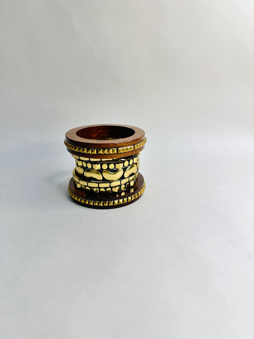 Laare Wooden & Brass Bangles-Set of 7