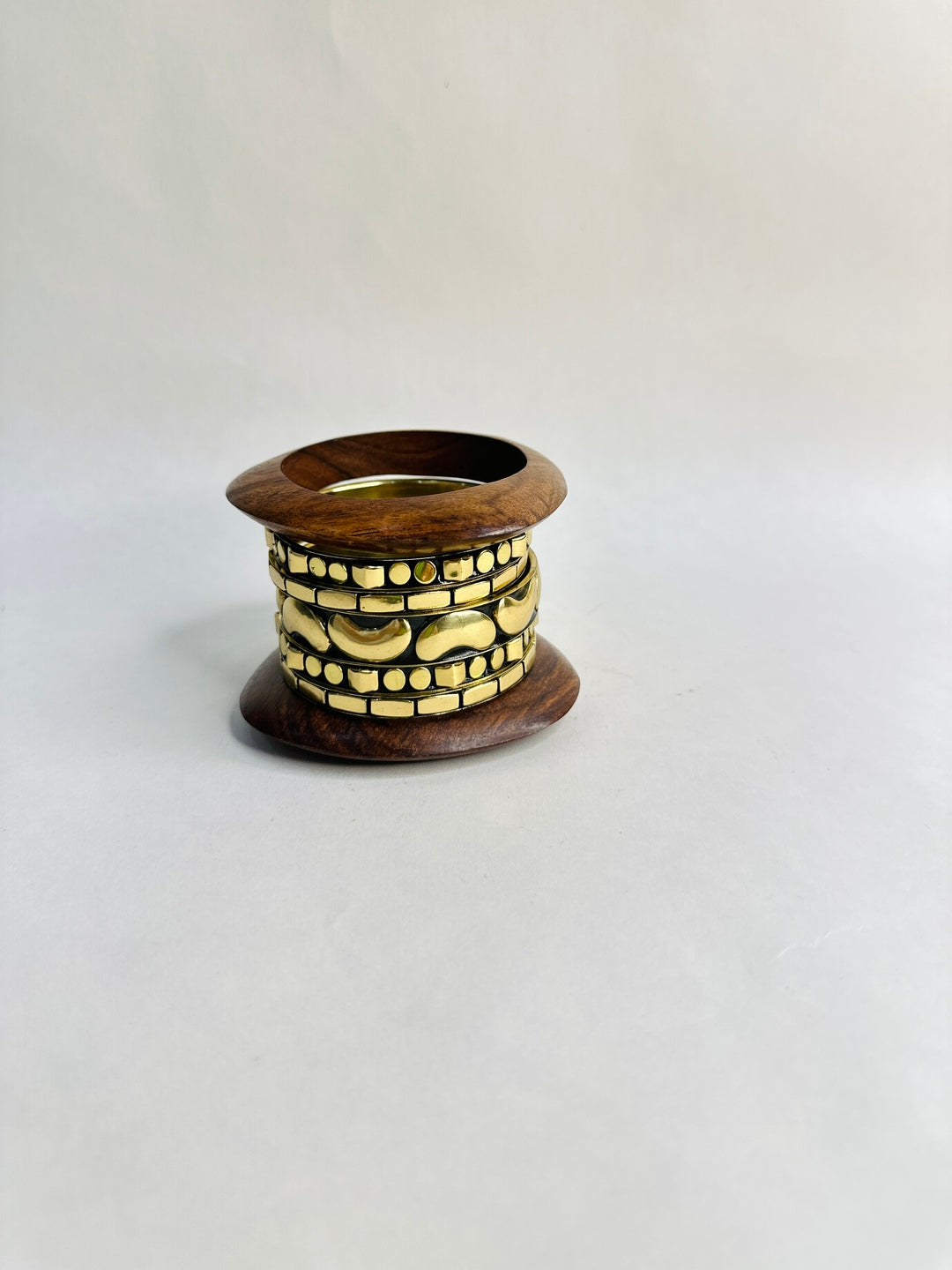 Hungama Wooden &  Brass Bangles-Set of 7
