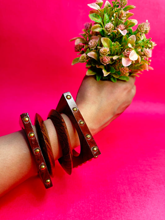 Earth Luxe Wooden Bangles-Set of 4