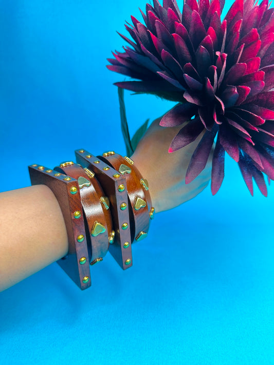 Sassy Brassy wooden Bangles-Set of 4