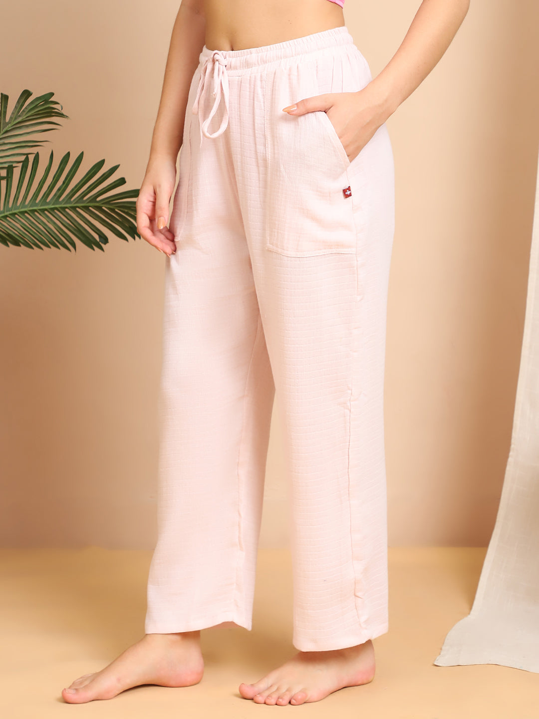 Light Pink Double Cloth Cotton Lounge Pant