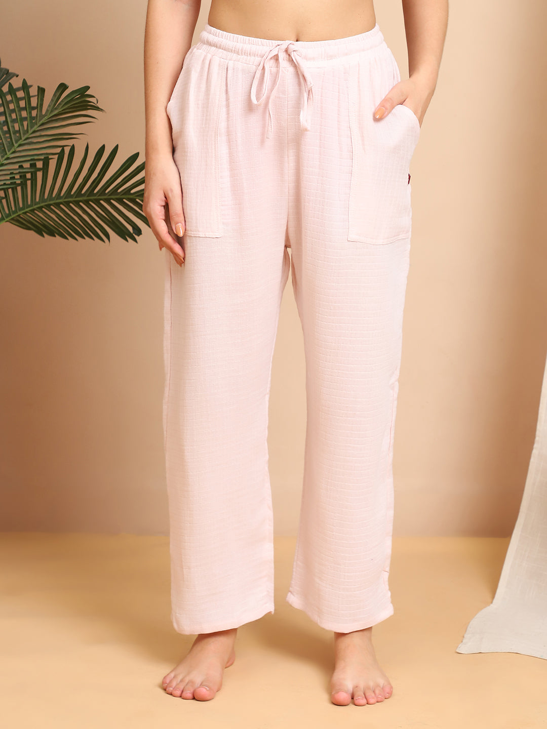 Light Pink Double Cloth Cotton Lounge Pant