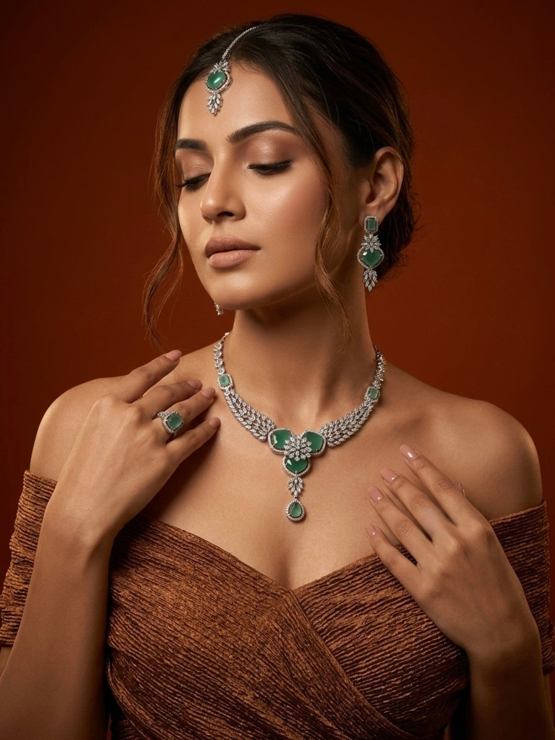 Minty Garden Jewellery Set with Mangtika