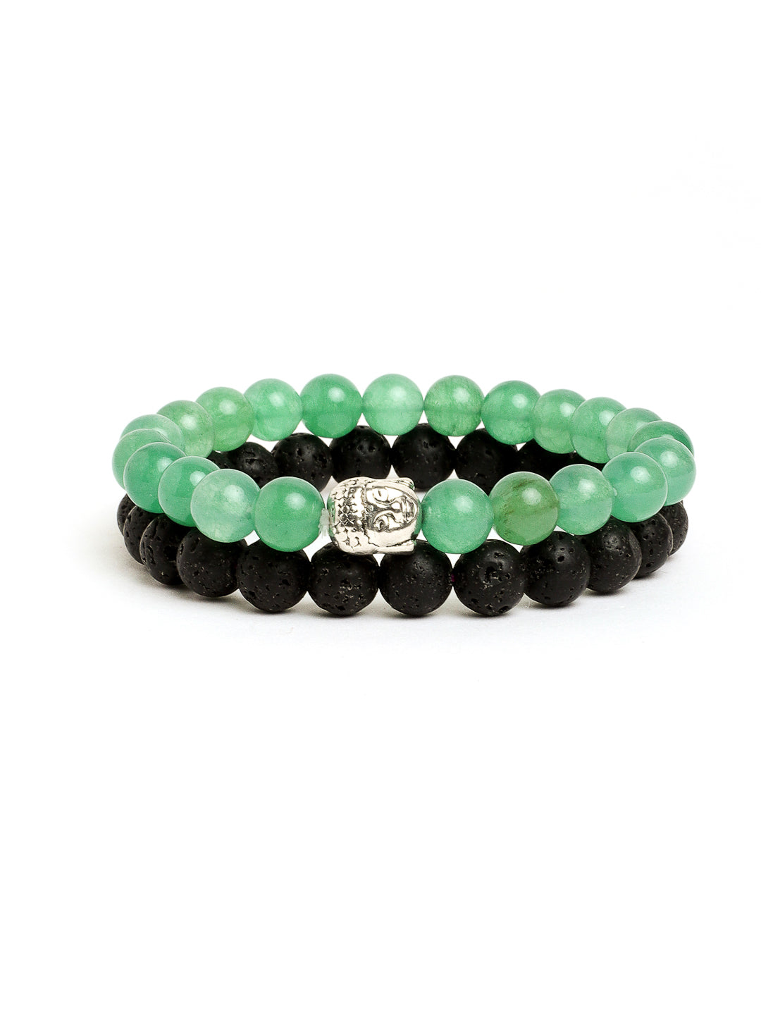 Combo Of Green Aventurine And Lawa  Semi Precious Stone Bracelet