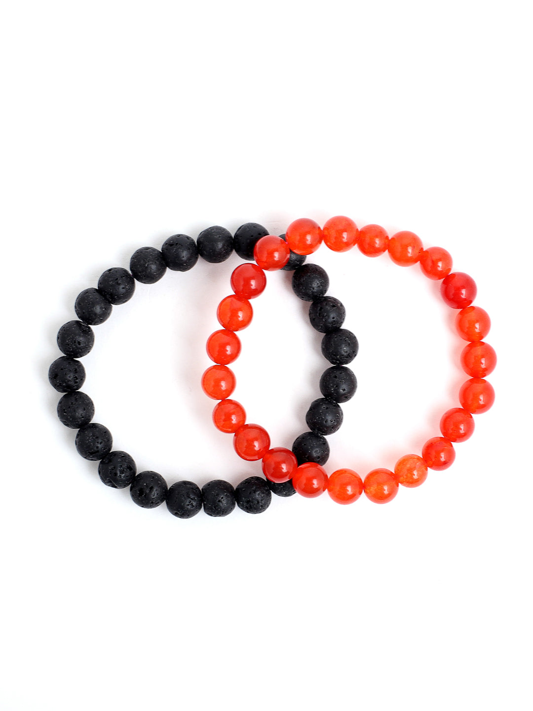 Combo Of Carnelian And Lawa Semi Precious Stone Bracelet