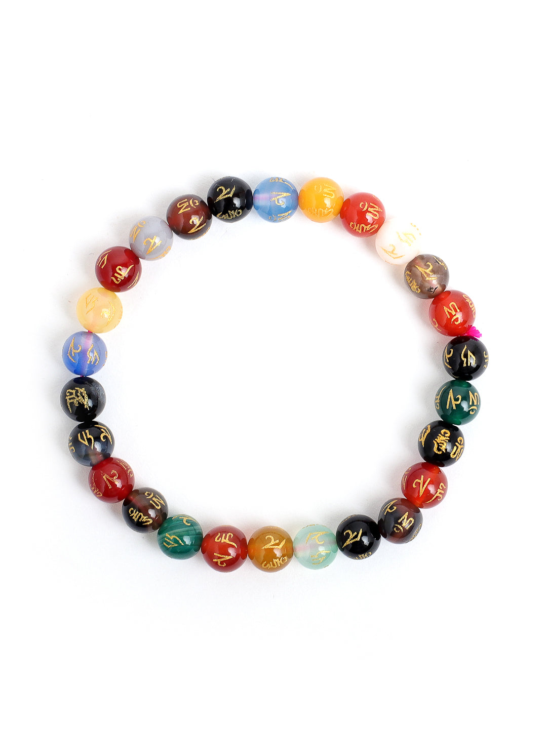 Combo Of Om Mani Multi And Lawa Semi Precious Stone Bracelet