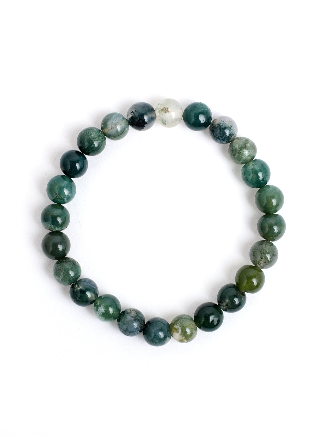 Combo Of Mos Agate ,Om Mani Multi  And Amethyst Semi Precious Stone Bracelet