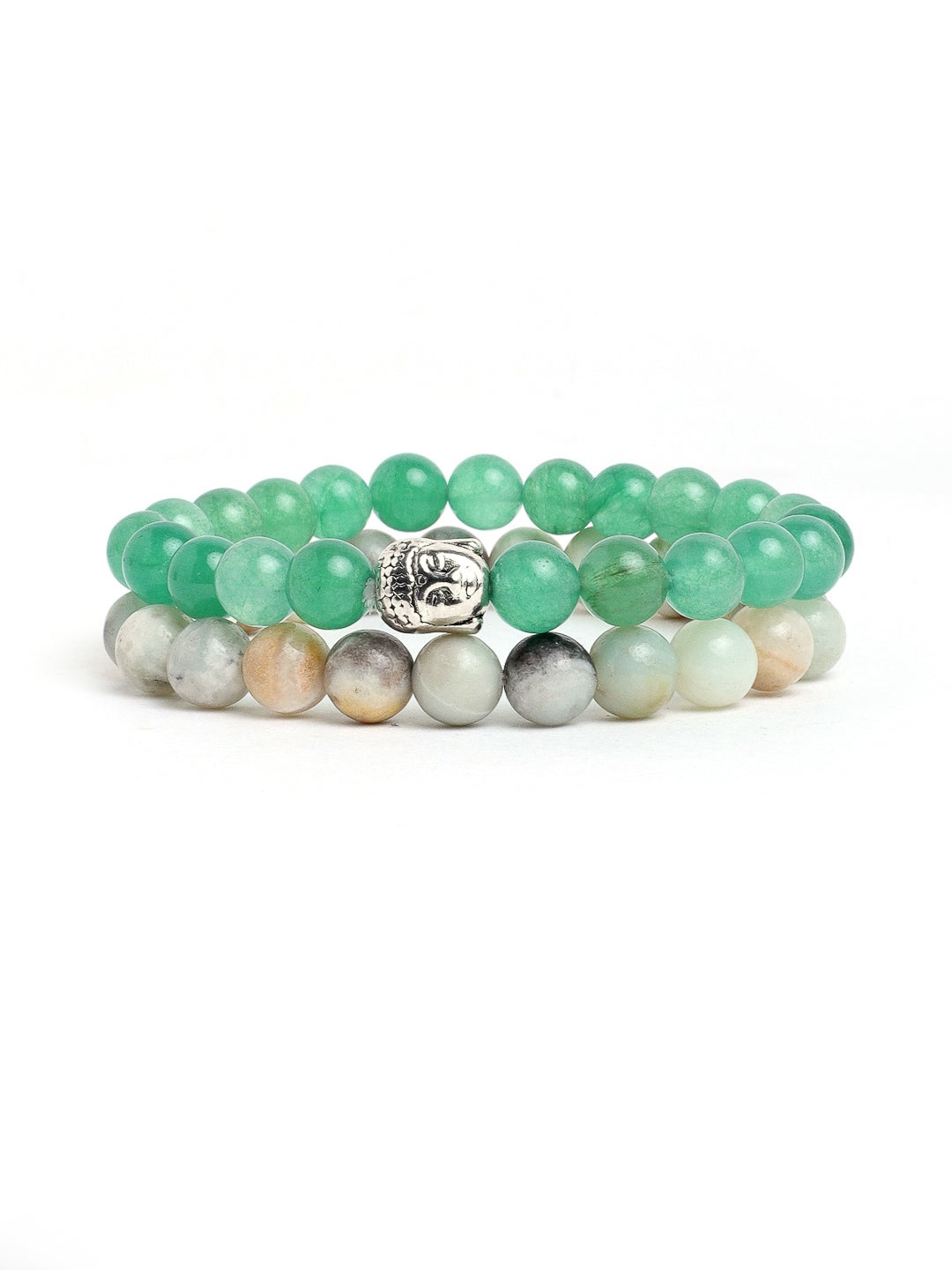 Combo Of Amazonite And Green Aventurine Semi Precious Stone Bracelet
