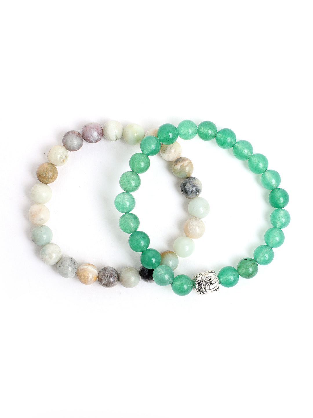 Combo Of Amazonite And Green Aventurine Semi Precious Stone Bracelet