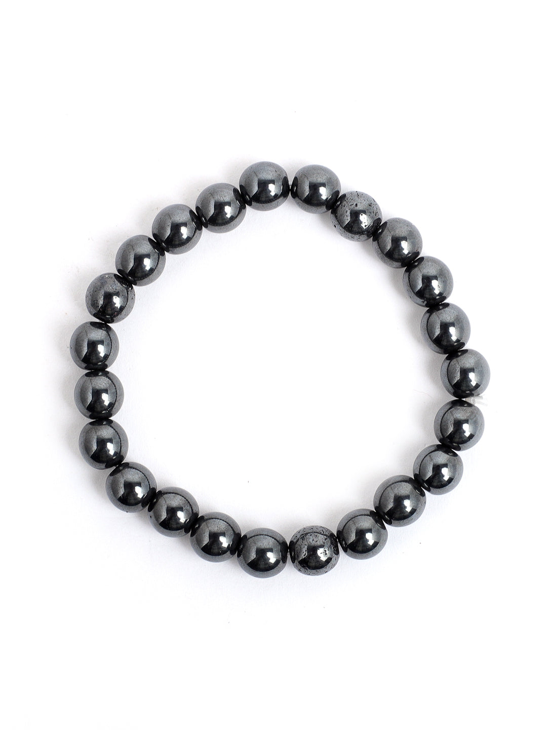 Combo Of Howlite And Hemetite Semi Precious Stone Bracelet