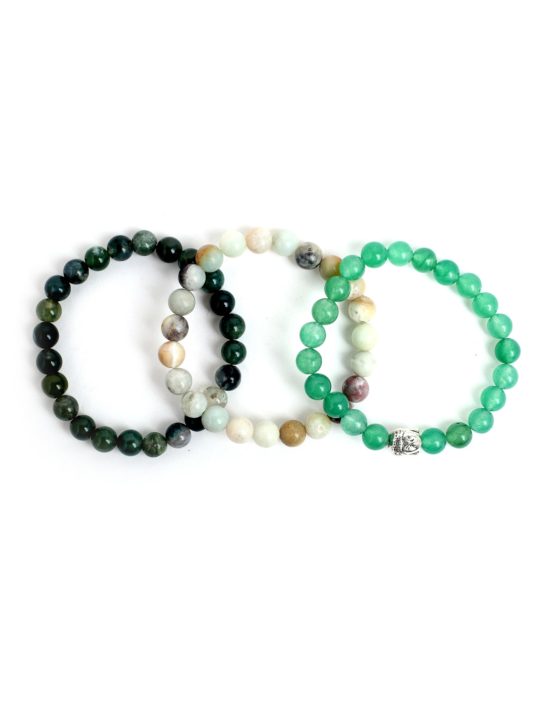 Combo Of Lawa ,Hemetite And Rhodochrosite Semi Precious Stone Bracelet