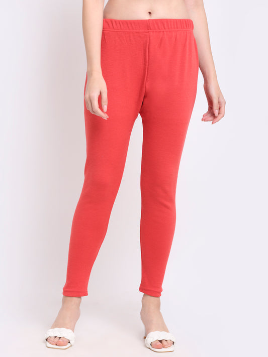 Peach Woolen Ankle-Length Legging