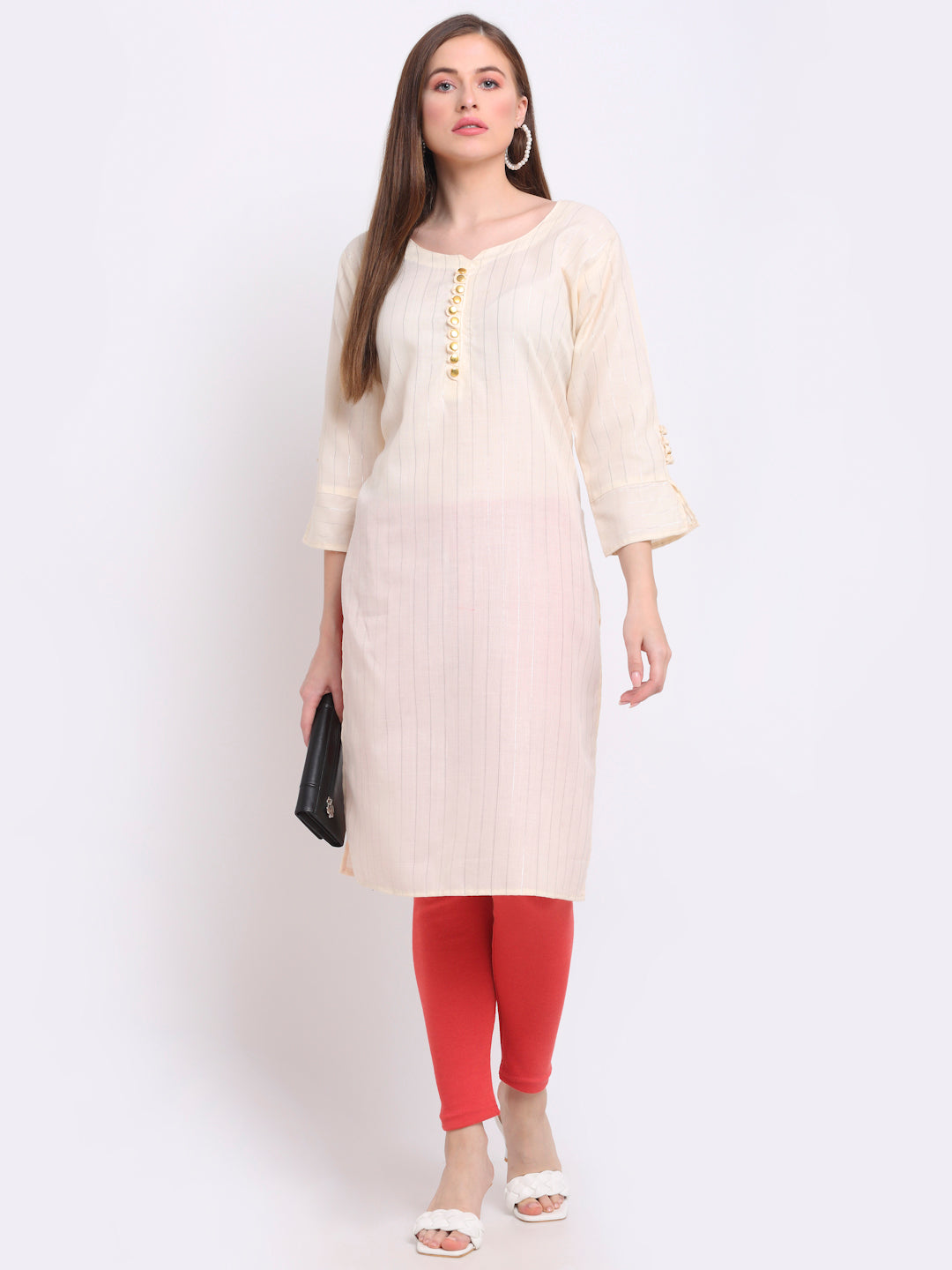 Peach Woolen Ankle-Length Legging