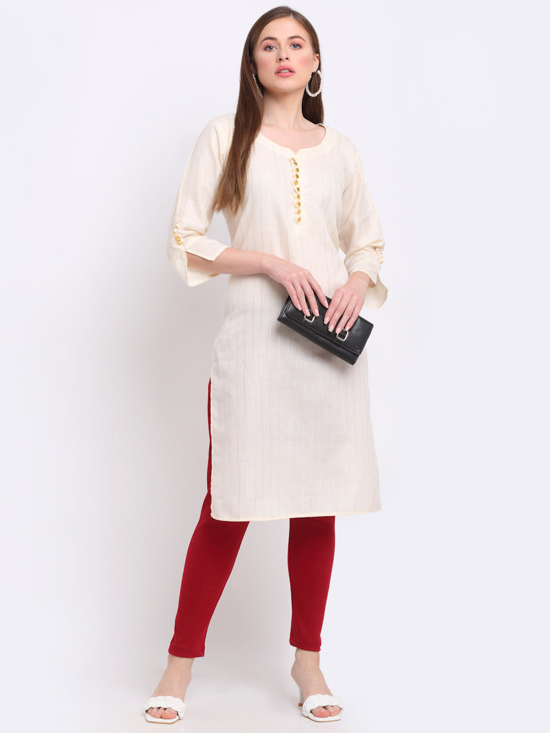 Maroon Woolen Ankle-Length Legging