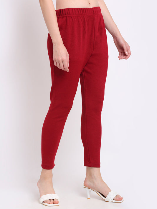 Maroon Woolen Ankle-Length Legging