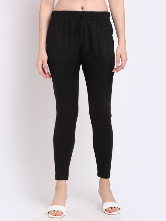 Black Woolen Ankle-Length Legging