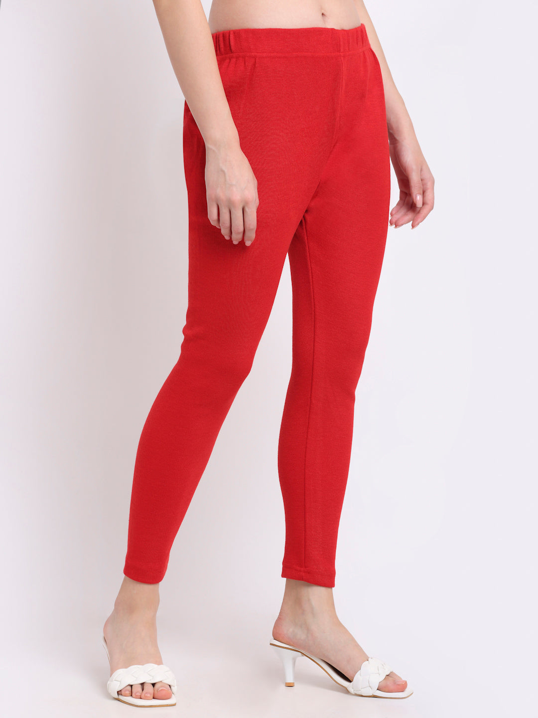 Red Woolen Ankle-Length Legging