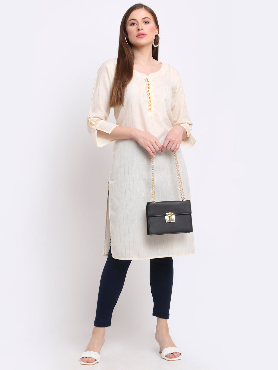 Navy Woolen Ankle-Length Legging