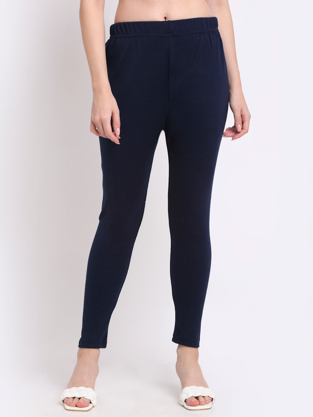 Navy Woolen Ankle-Length Legging
