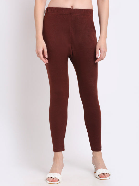 Brown Woolen Ankle-Length Legging