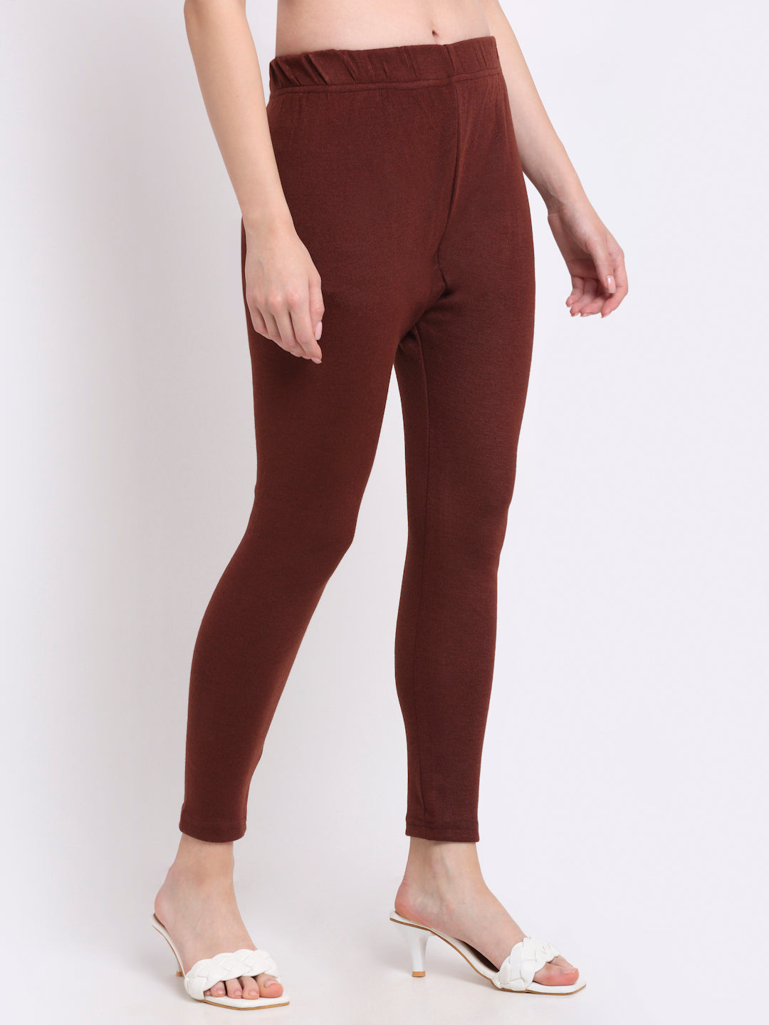 Brown Woolen Ankle-Length Legging