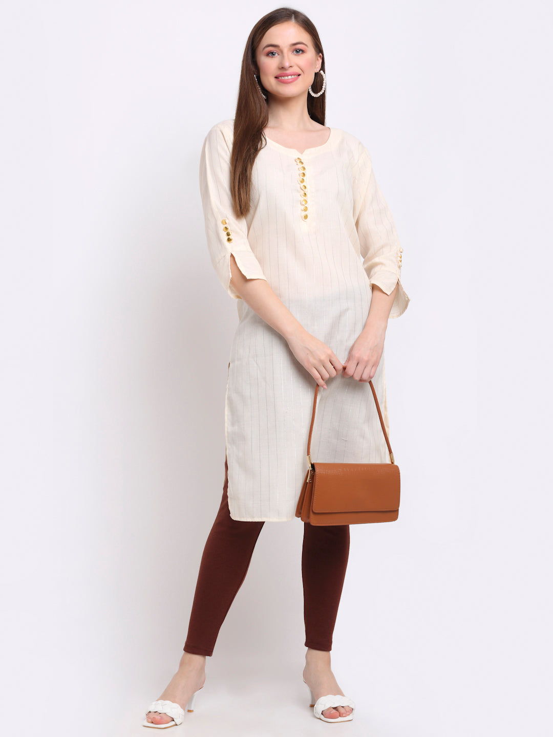 Brown Woolen Ankle-Length Legging