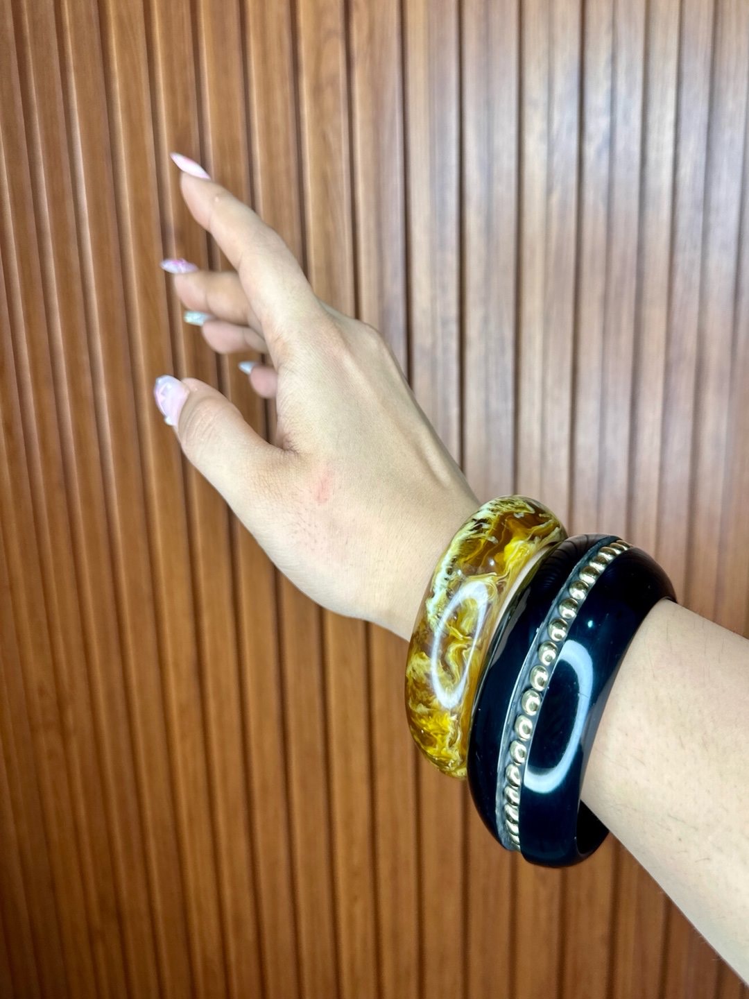 Golden Eclipse Resin Bangles-Set of 2