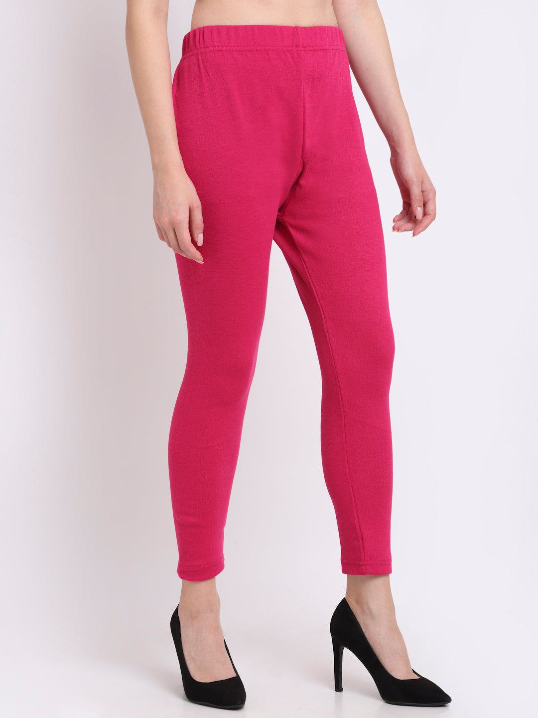 Hot Pink Woolen Ankle-Length Legging
