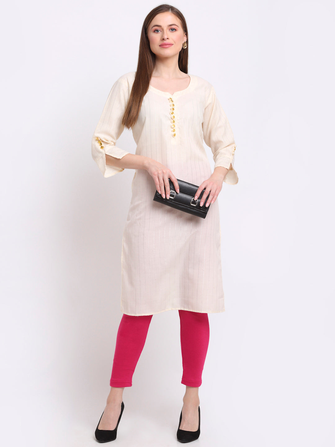 Hot Pink Woolen Ankle-Length Legging