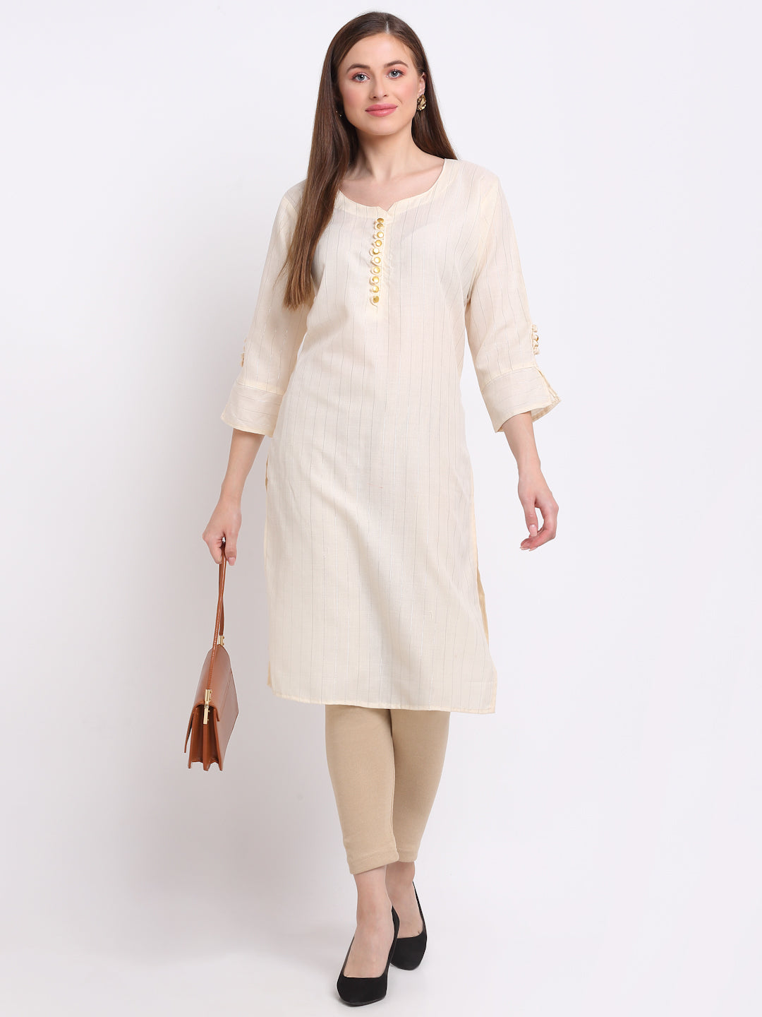 Light Beige Woolen Ankle-Length Legging