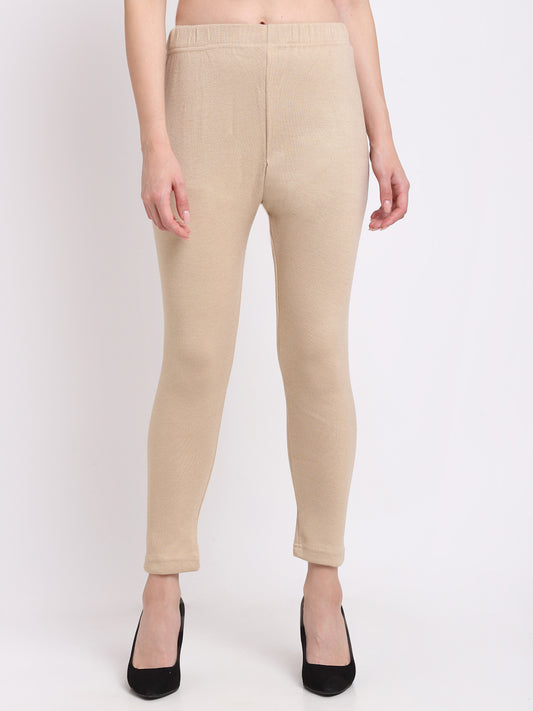 Light Beige Woolen Ankle-Length Legging