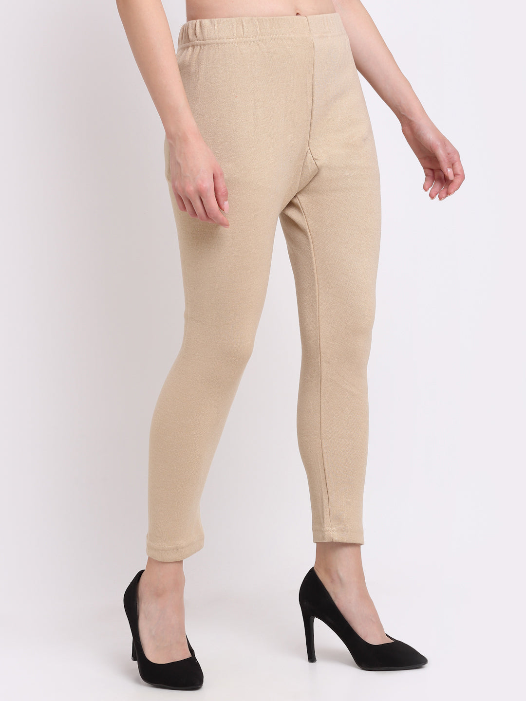 Light Beige Woolen Ankle-Length Legging