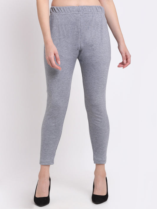 Light Grey Woolen Ankle-Length Legging