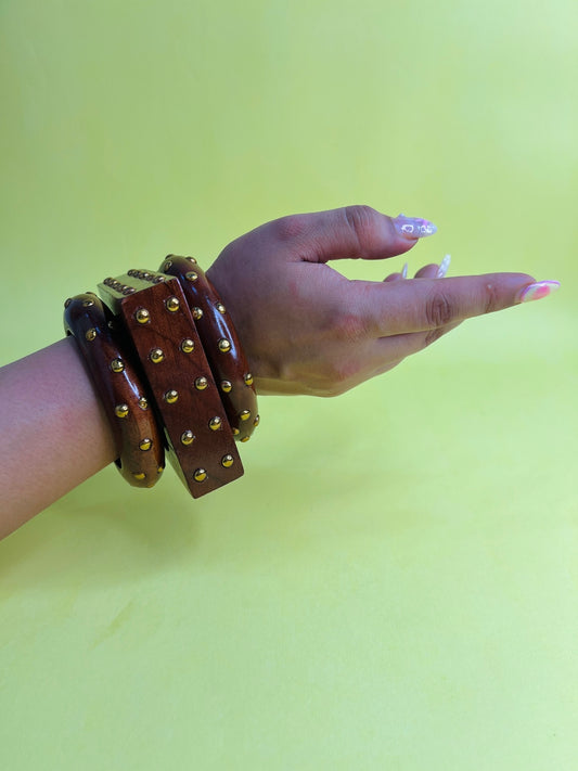 Sookhi Mitti Wooden Bangles-Set of 3