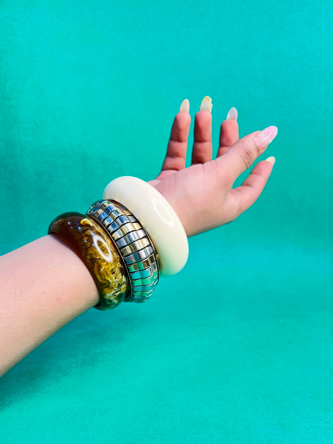 Kem cho Resin & Brass Bangles-Set of 3
