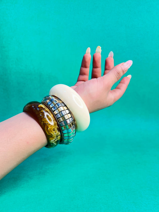 Kem cho Resin & Brass Bangles-Set of 3