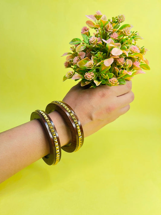 Sajna Wooden & Brass Bangles-Set of 2