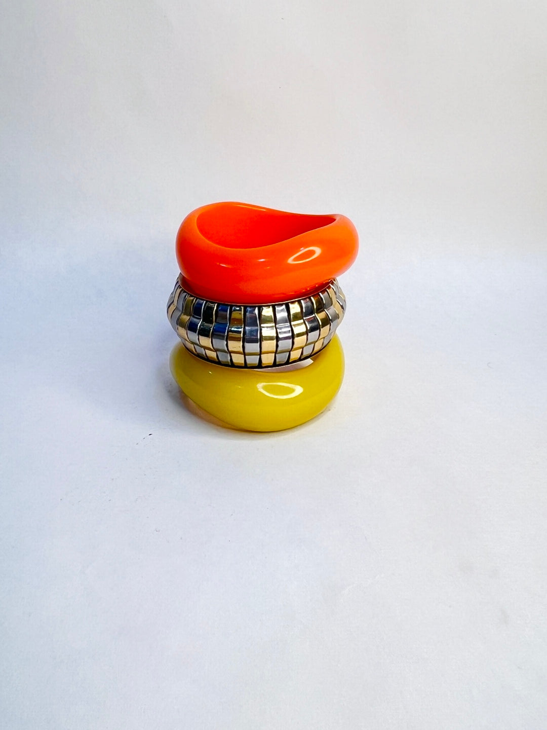 Retro Resin & Brass Bangles-Set of 3