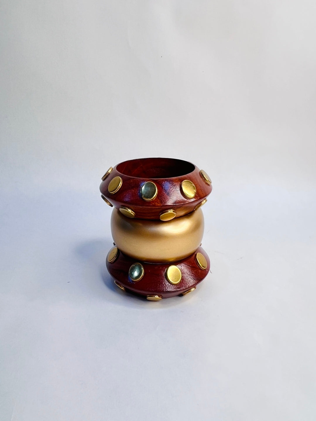 Soniyo Resin, Wooden & Brass Bangles-Set of 3