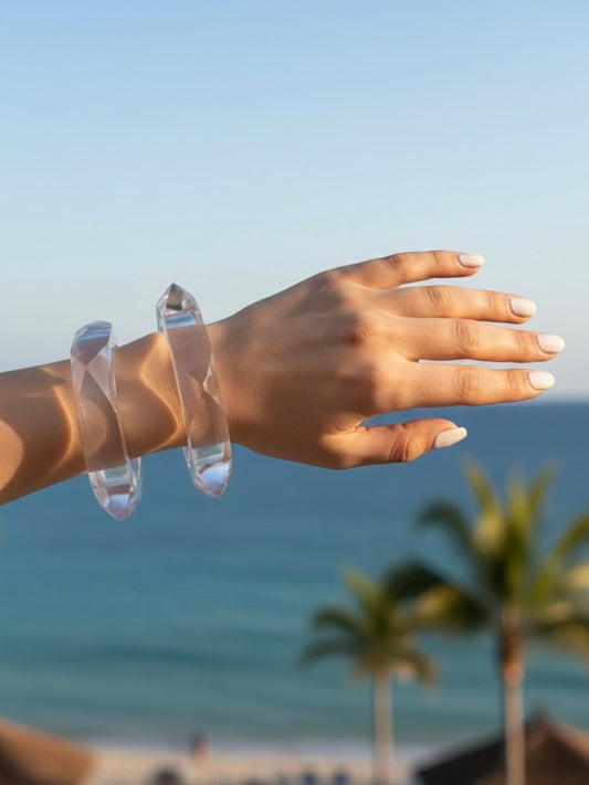 Crystal Resin Bangles-Set of 2