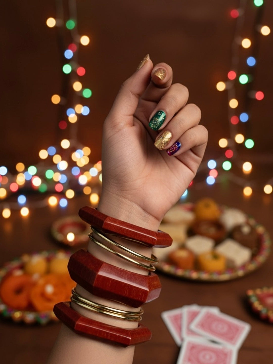 Anarkali Resin, Brass Bangles- Set of 7