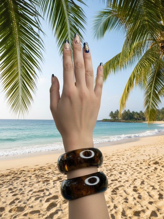 Black Coffee Resin Bangles-Set of 2
