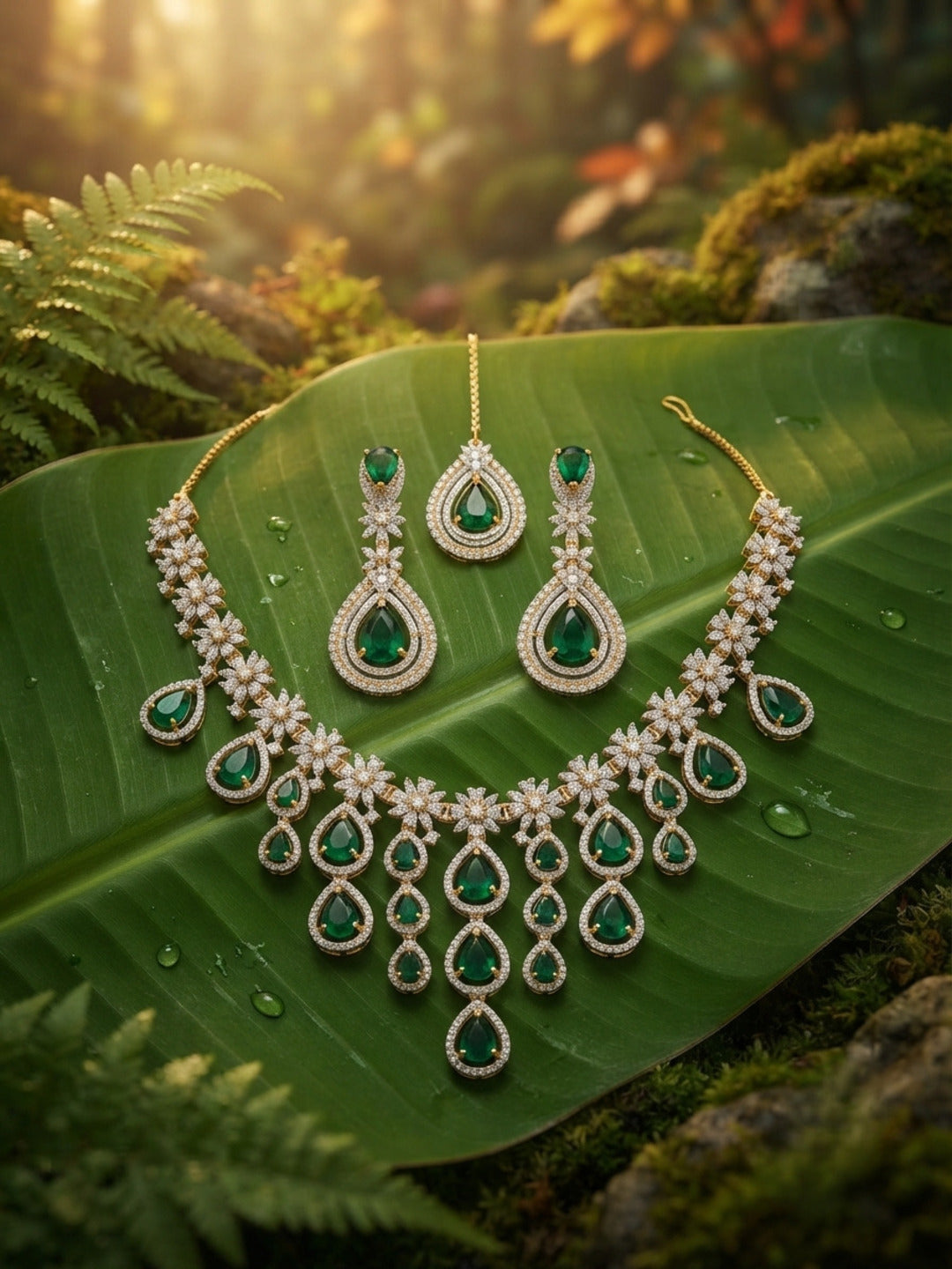 Nora Royals AD Jewellery Set with Mangtika