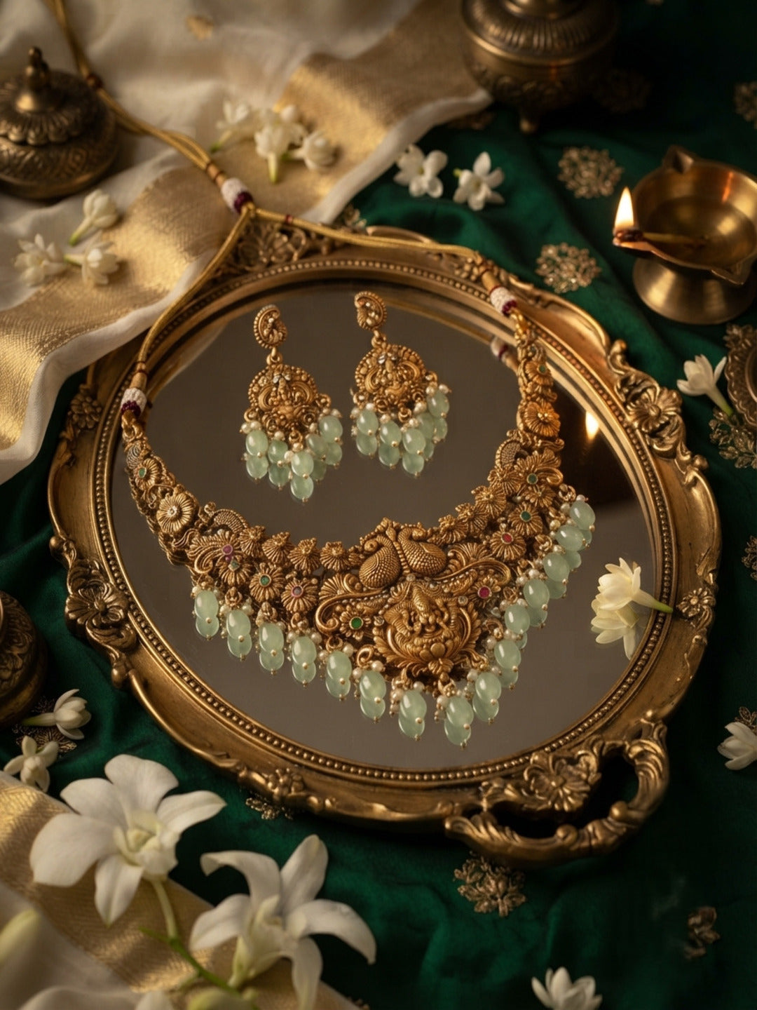Mayur Rani Laxmi Temple Jewellery Set