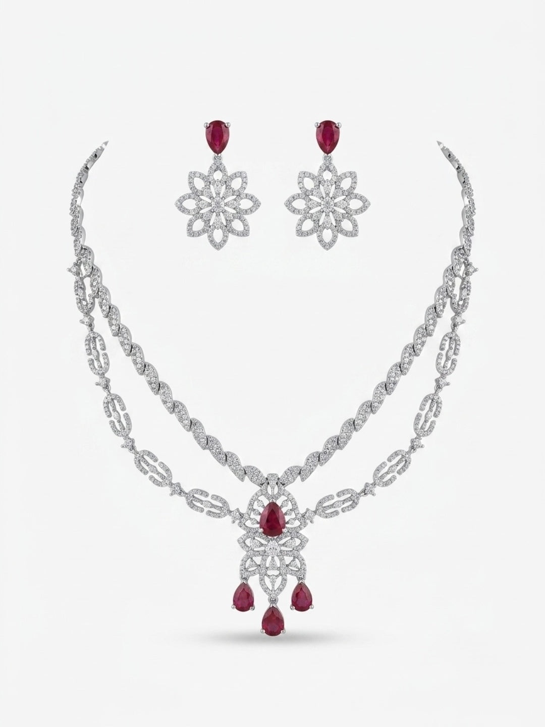 Ruby Bloom Two-Layer Jewellery Set