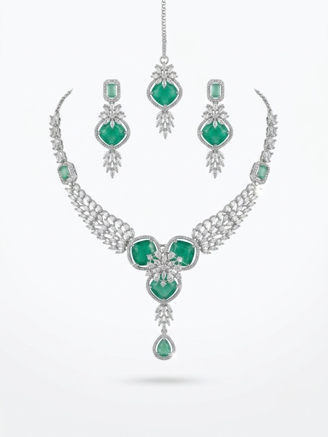 Minty Garden Jewellery Set with Mangtika