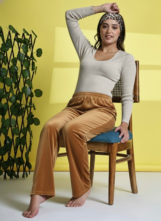 Camel Butter Velvet  Soft Lounge Pant